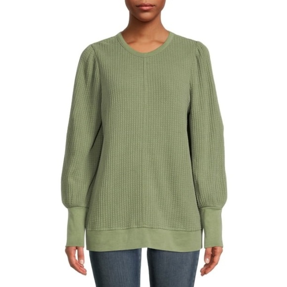 Time and Tru Tops - Time and Tru Waffle Knit long sleeve top XXL 2XL plus size balloon green boho